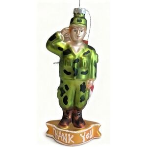 Ashland Collectibles Blown Glass Ornament, Army Soldier Thank You, With Tags